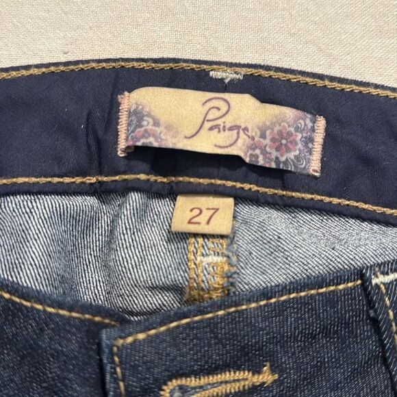 Paige Peg Skinny Dark Wash Mid Rise Tall Denim Jeans - Picture 15 of 16